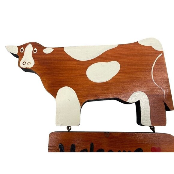 Handcrafted Wooden Cow Welcome Sign Farmhouse Decor - Picture 5 of 5